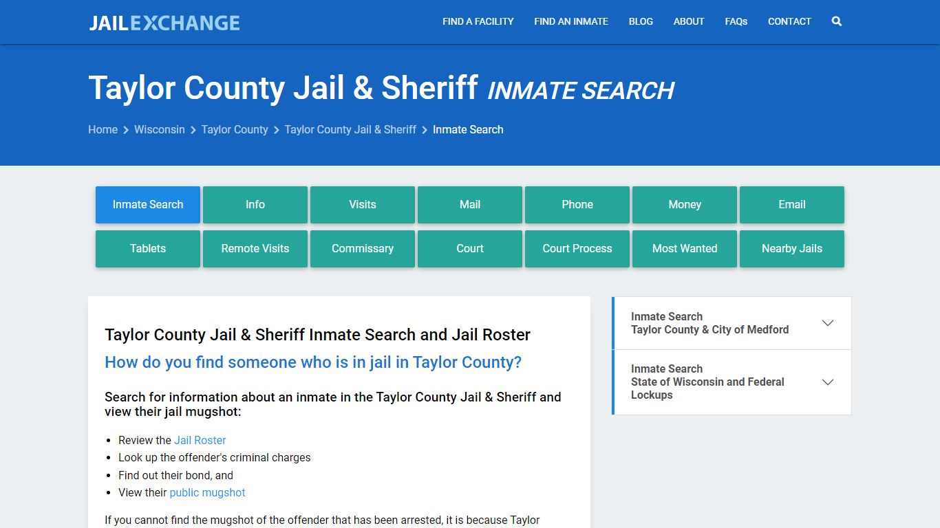 Taylor County Jail & Sheriff Inmate Search - Jail Exchange